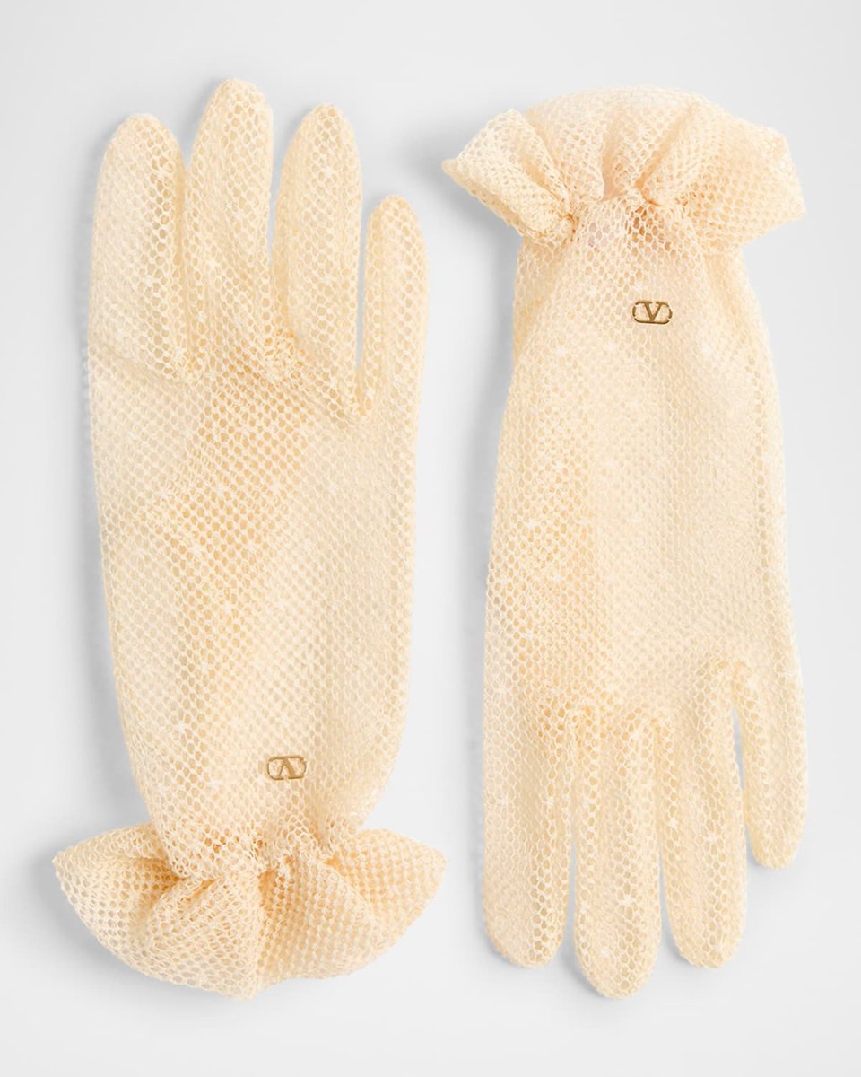 V-Logo Cotton Blend Gloves
